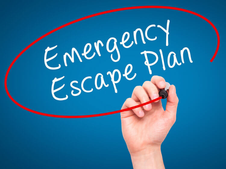 Emergency escape place for fire marshal training within care homes